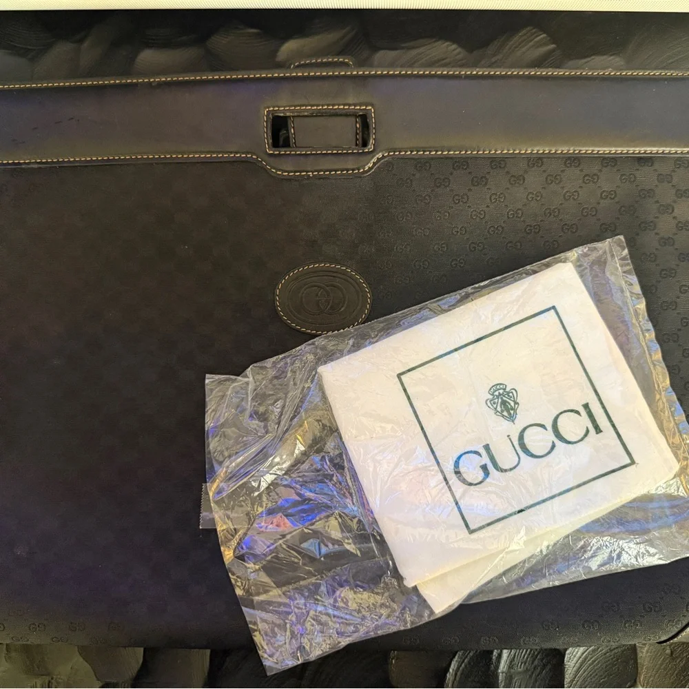 Vintage Gucci Black Monogram Portfolio Bag
